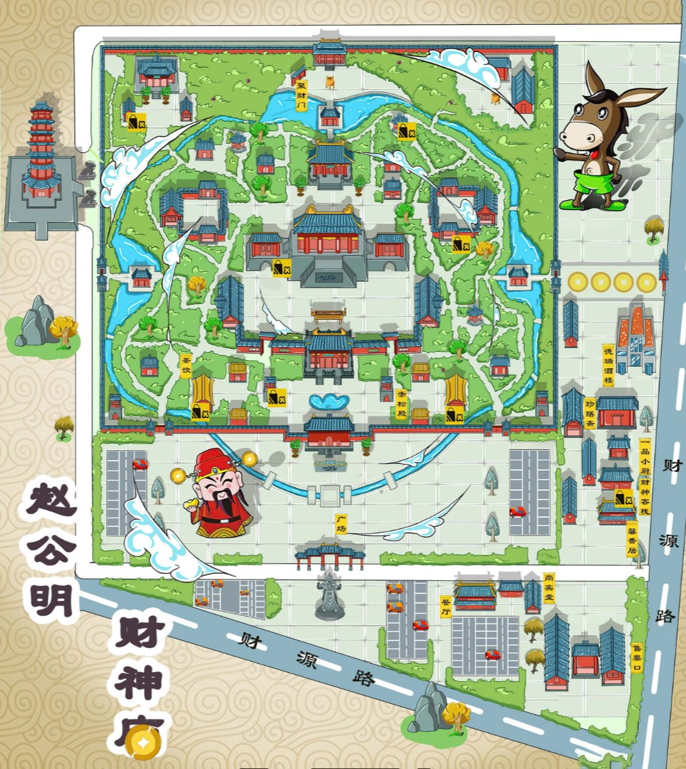 裕华寺庙类手绘地图